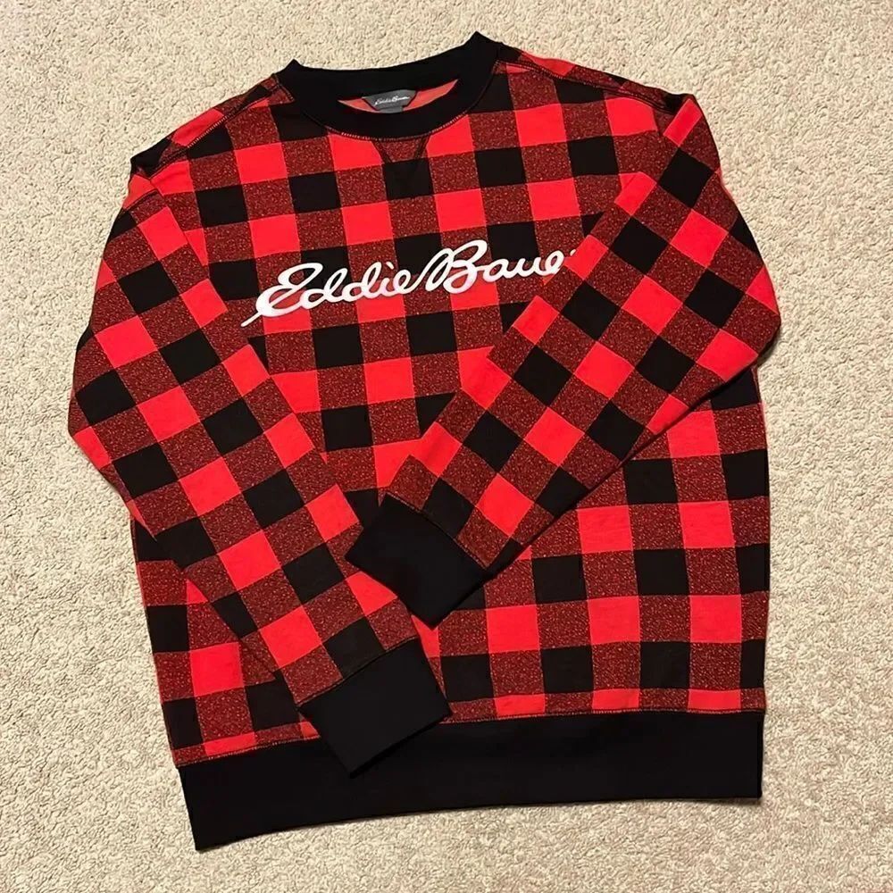 EDDIE BAUER WOMENS SIZE X - SMALL BUFFALO CHECKED SWEATSHIRT